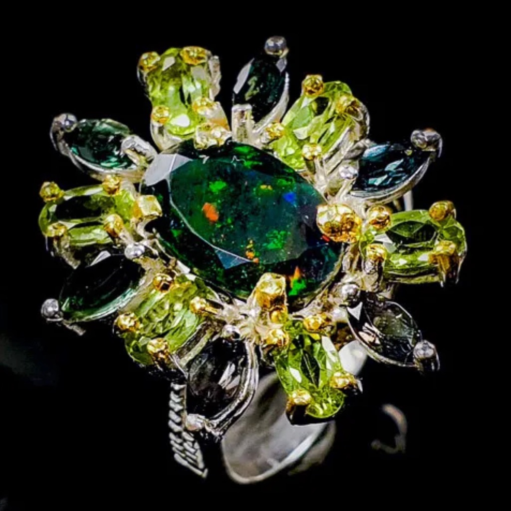 Gorgeous Genuine Black Opal Ring